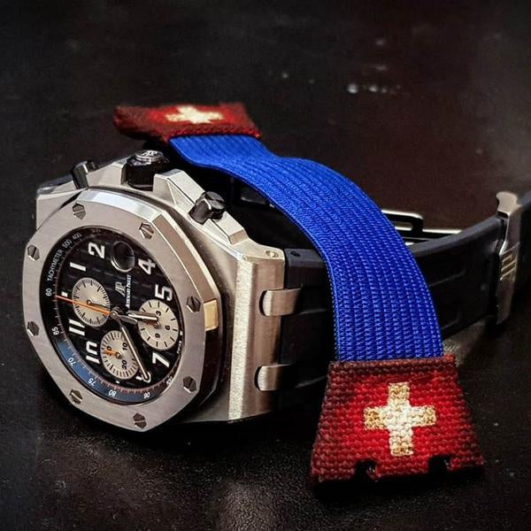 Blue Kolor With Vintage Swiss Flag