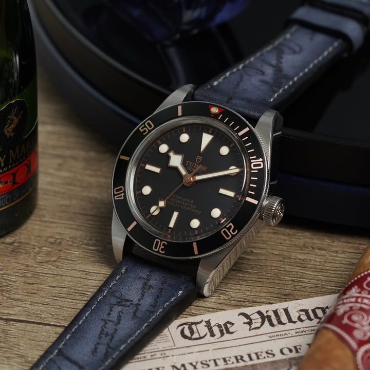 Tudor Straps - Grey Patina Scritto