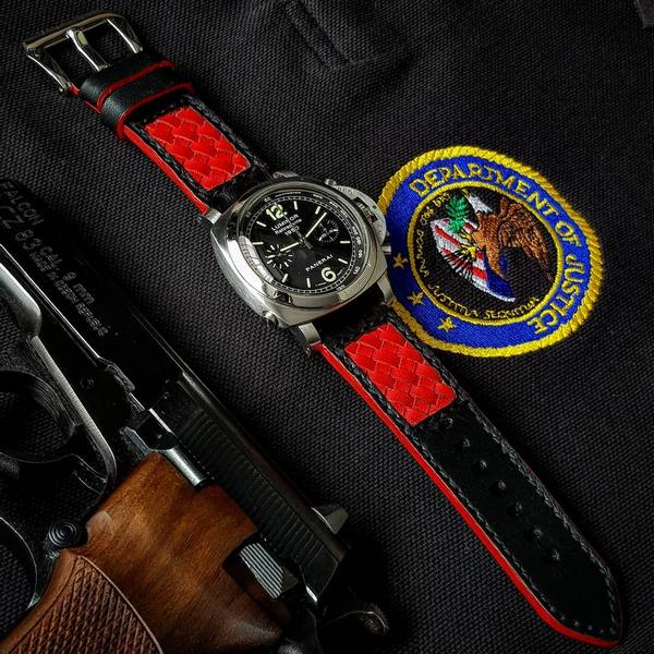 Panerai Luminor Straps - Weaved 120 Black Red