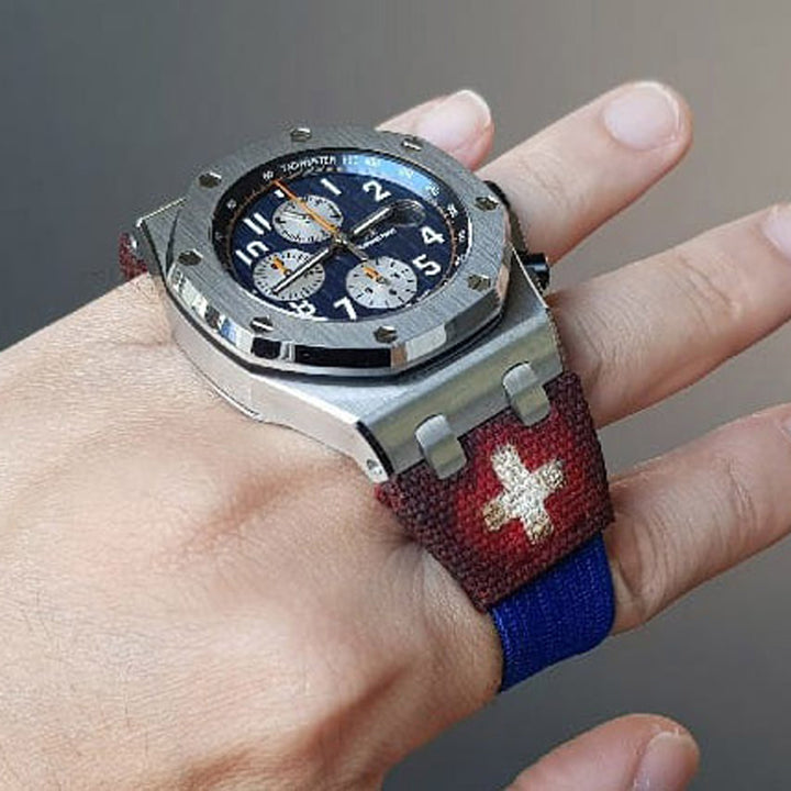 Blue Kolor With Vintage Swiss Flag