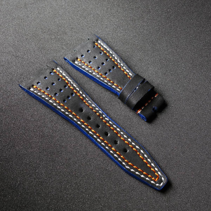 Racing Black-Blue with White - Orange Stitch
