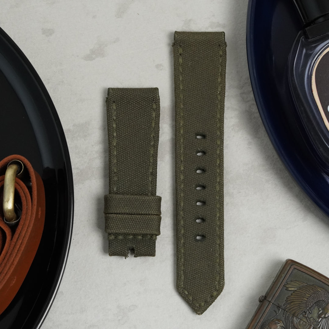 Tudor Straps - Japanese Canvas Basil