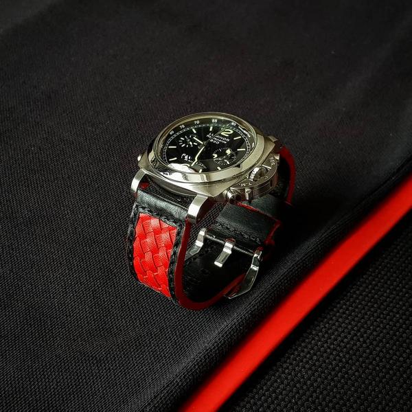 Panerai Luminor Straps - Weaved 120 Black Red