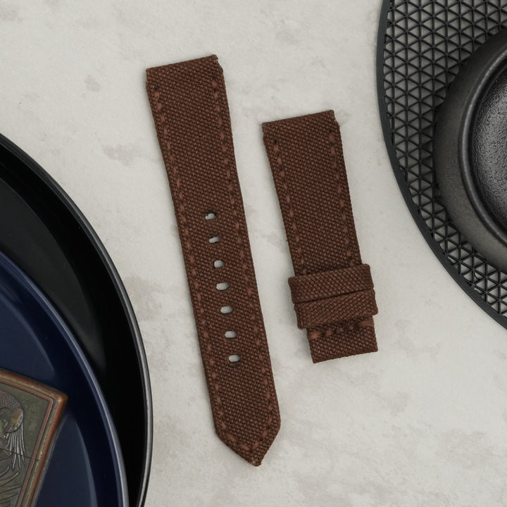 Omega Straps - Japanese Canvas Coffee Brown