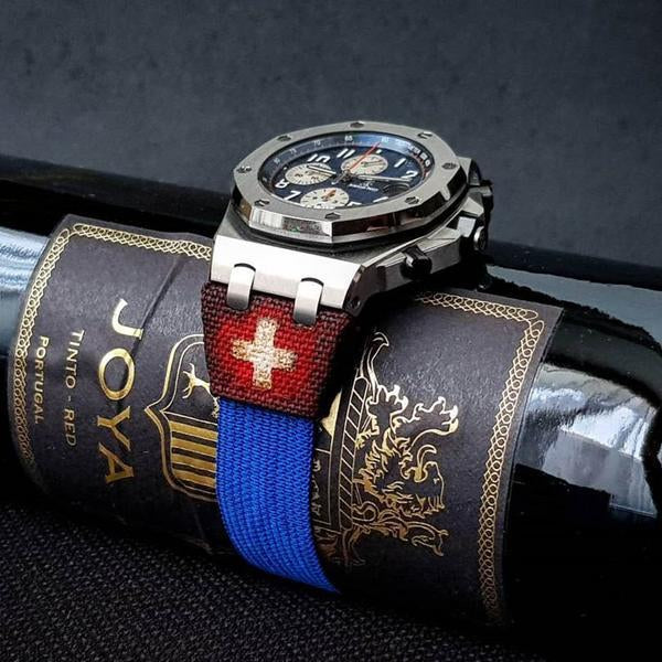 Blue Kolor With Vintage Swiss Flag