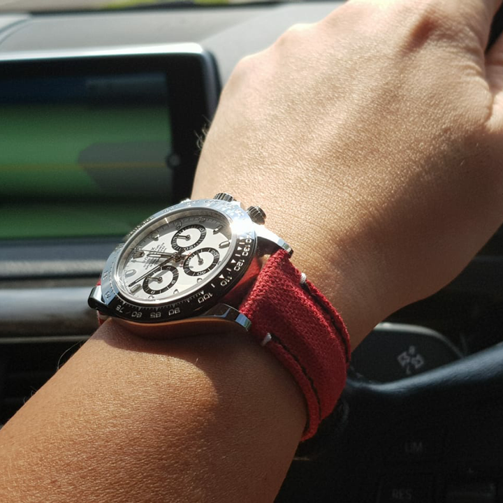 Red canvas velcro strap with Extreme Padded style