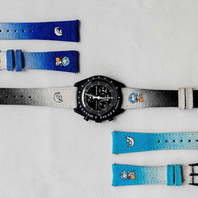 Blue White Denim Two Tone Snoopy Strap