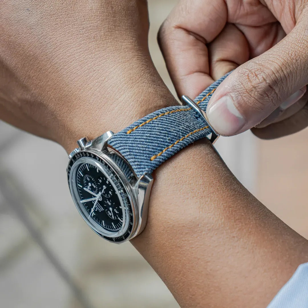 Omega Straps - Indigo Blue Denim Strap