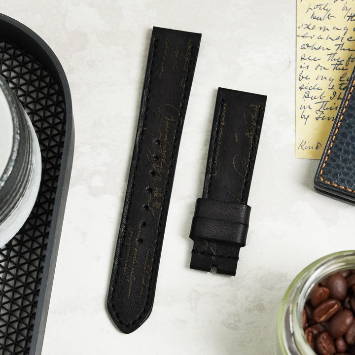 Rolex Straps - Black Patina With Gold Scritto