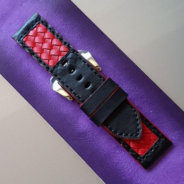 Panerai Luminor Straps - Weaved 120 Black Red