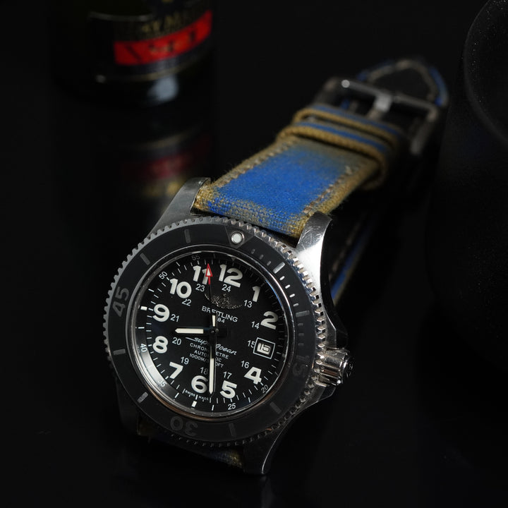 Breitling Straps - Two Tone Canvas Navy Blue-Beige