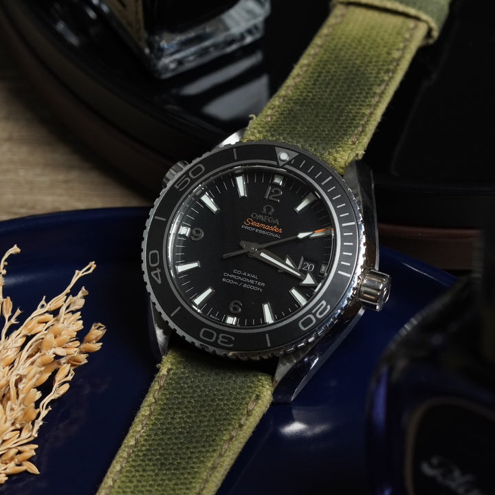 Omega Straps - Two Tone Canvas Green - Beige