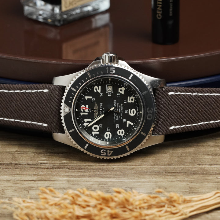 Ready Stock 22mm - Dark Brown Denim Strap