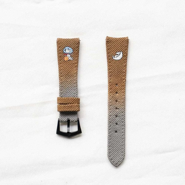 Ready Stock 20mm - Brown Grey Denim Two Tone Snoopy Strap