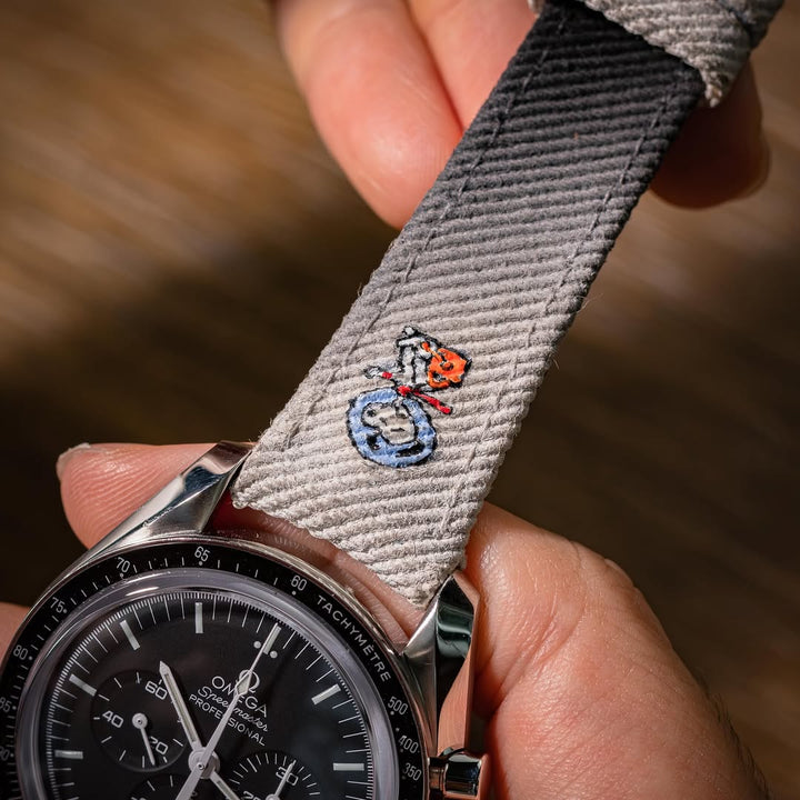 White Black Denim Two Tone Snoopy Strap