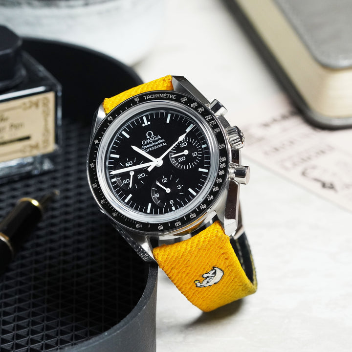 Omega Straps - Yellow Black Denim Two Tone Snoopy Strap