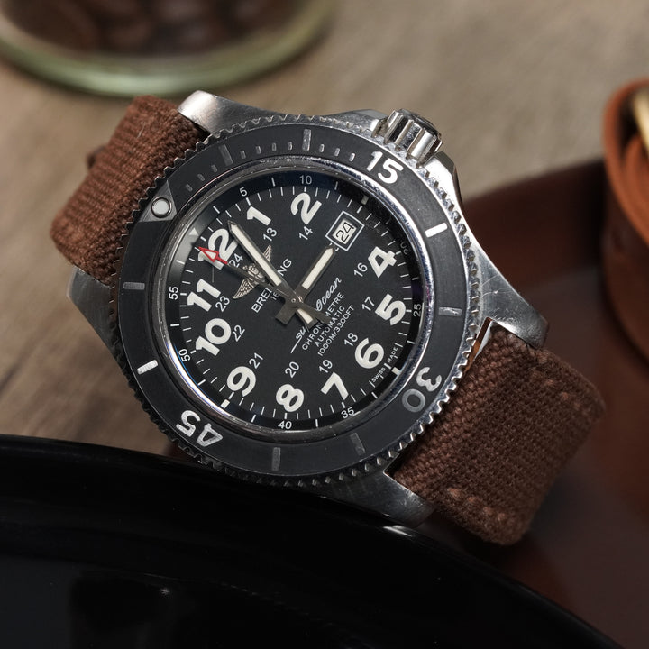 Breitling Straps - Japanese Canvas Coffee Brown