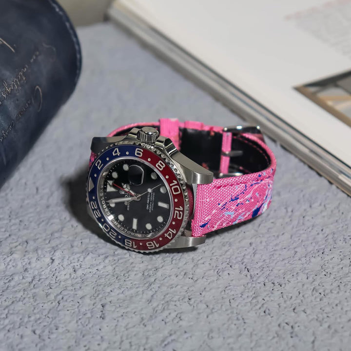 Rolex Straps - Kevlar Paint Splat Pink Strap