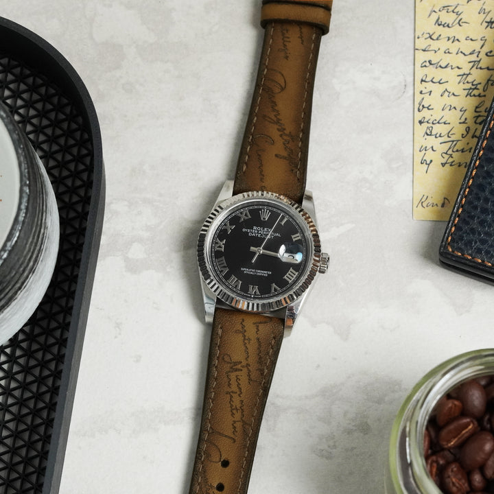 Rolex Straps - Brown Patina Scritto