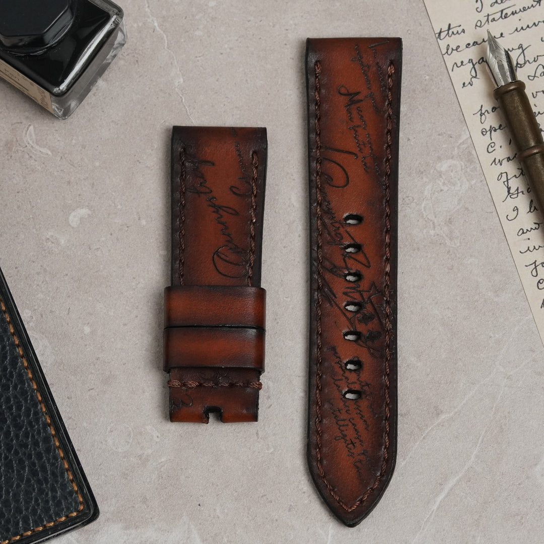 Ready Stock 24mm - Dark Brown Patina Scritto